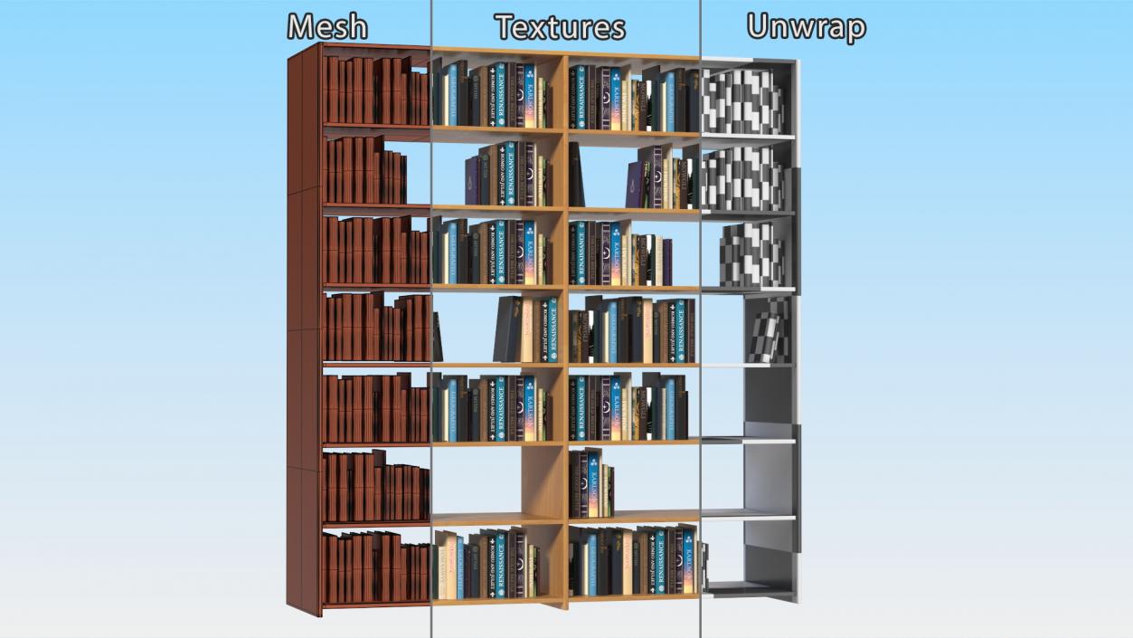 Bookcase with Books 3D model