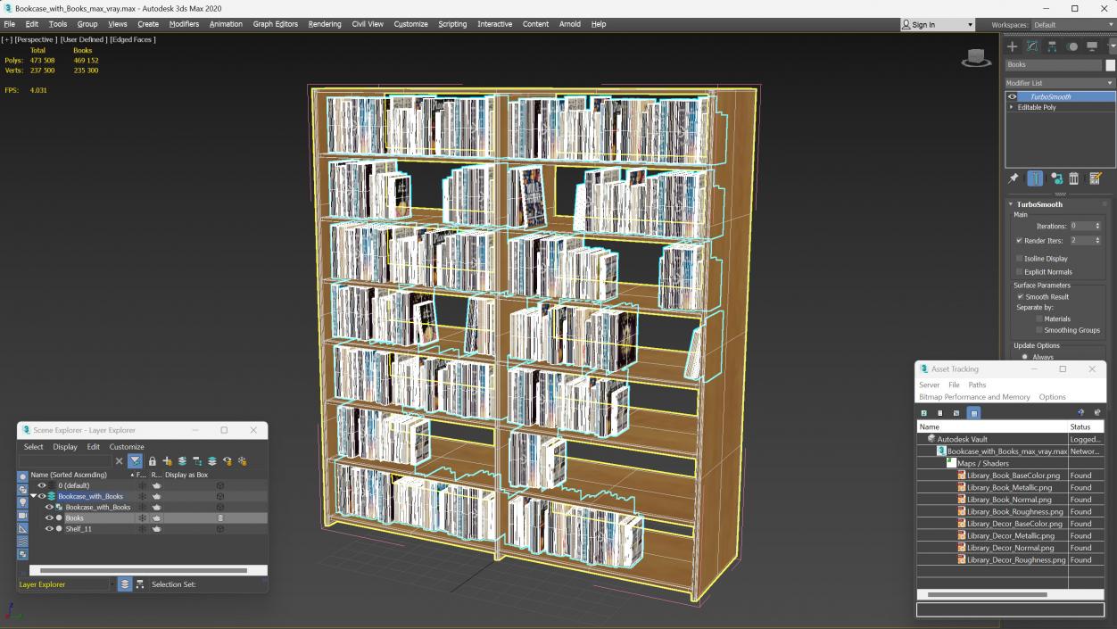 Bookcase with Books 3D model