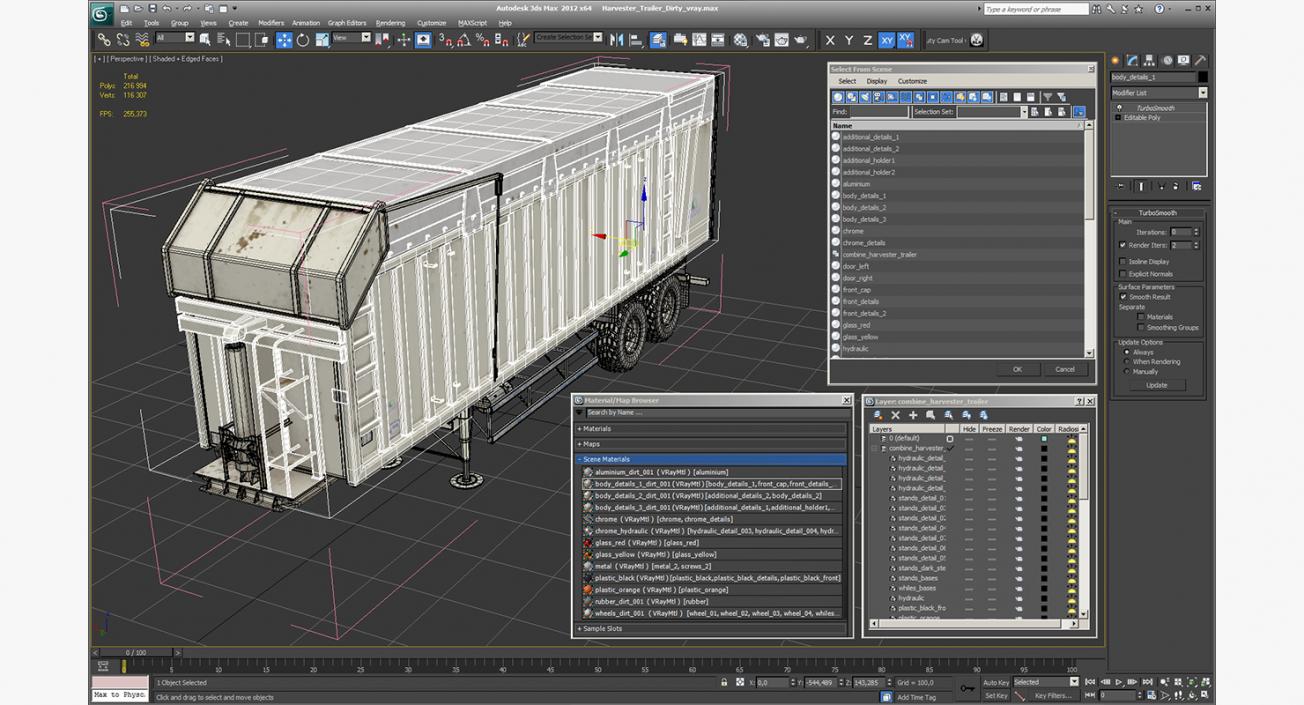 3D Harvester Trailer Dirty model