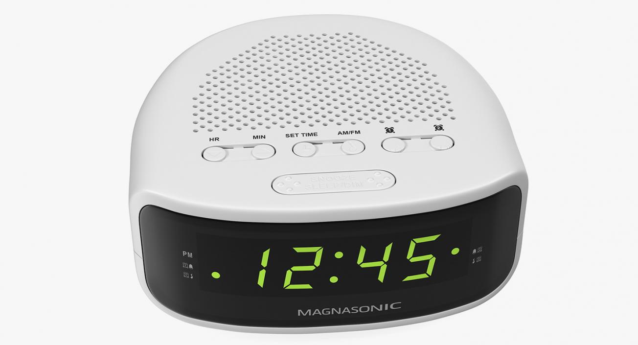 3D Magnasonic Digital Clock Radio White