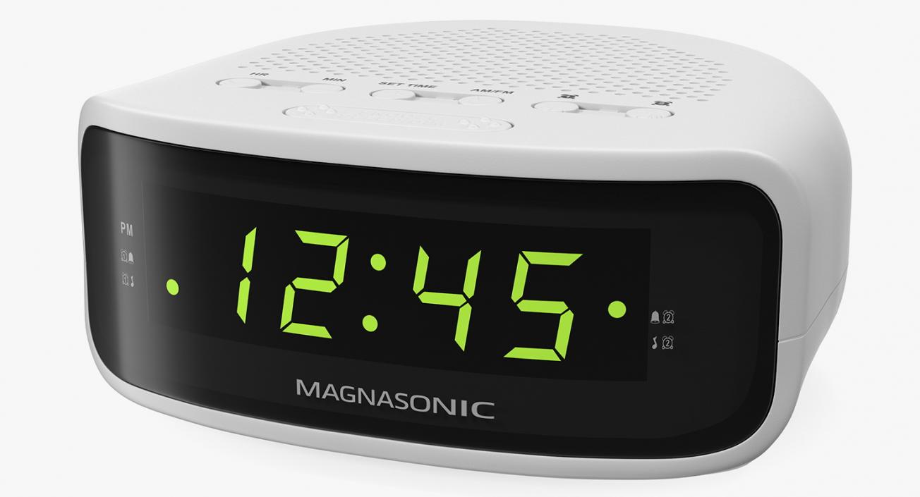 3D Magnasonic Digital Clock Radio White