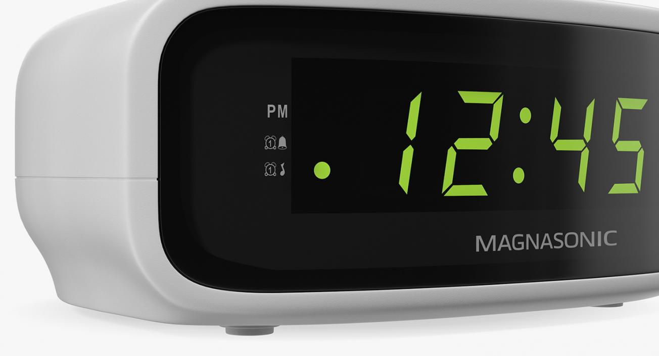 3D Magnasonic Digital Clock Radio White