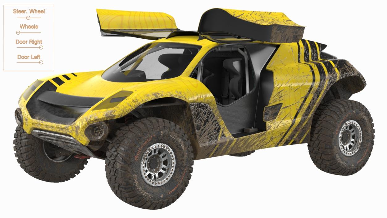 3D model Extreme E Car Racing Electric SUV Dirty Rigged for Cinema 4D