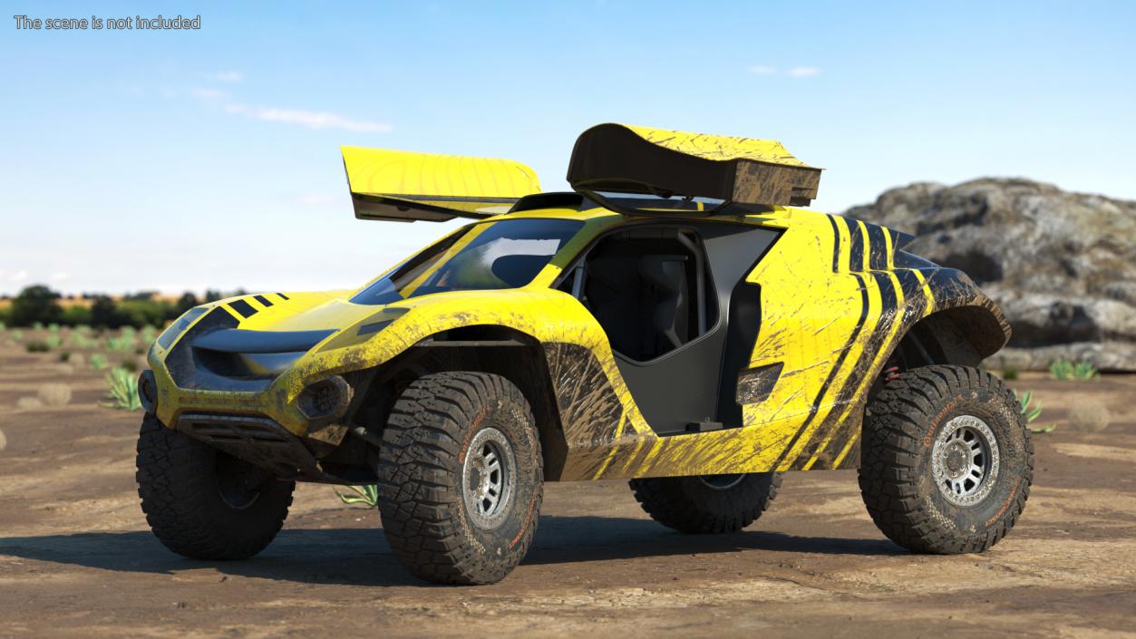 3D model Extreme E Car Racing Electric SUV Dirty Rigged for Maya