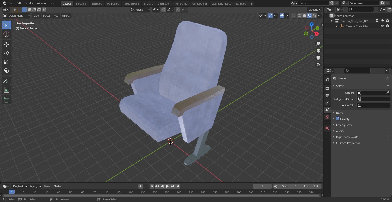 3D Cinema Chair Lilac model