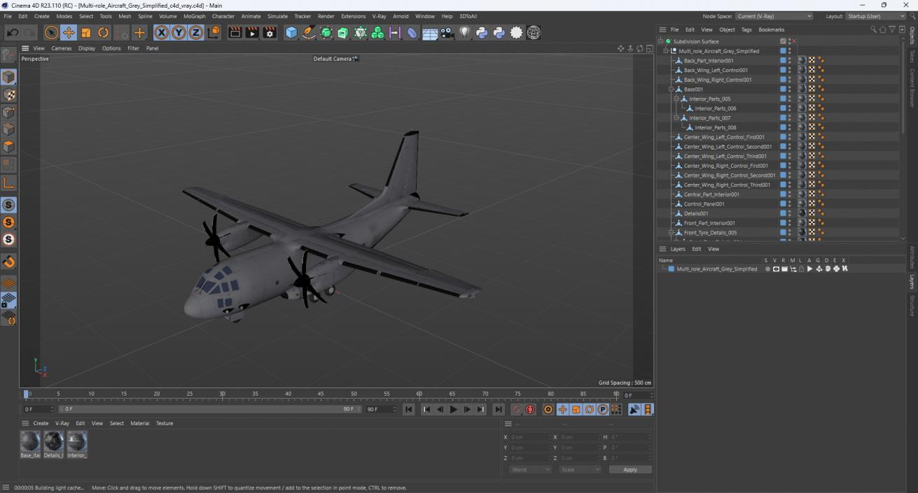 3D model Multi-role Aircraft Grey Simplified