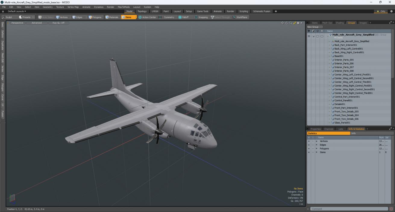 3D model Multi-role Aircraft Grey Simplified