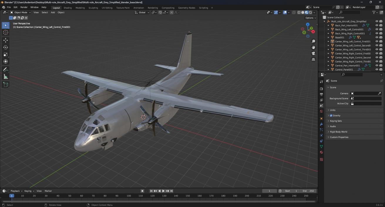 3D model Multi-role Aircraft Grey Simplified