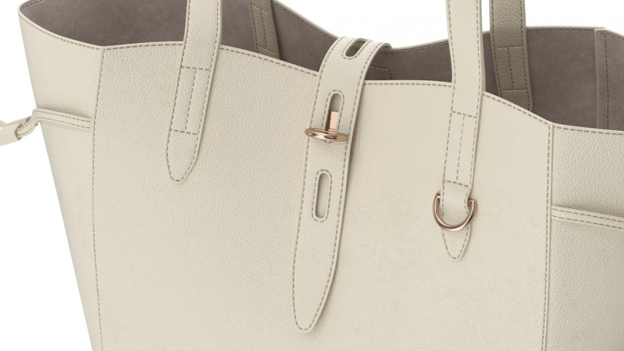 3D model Leather Shopper Tote Bag Beige