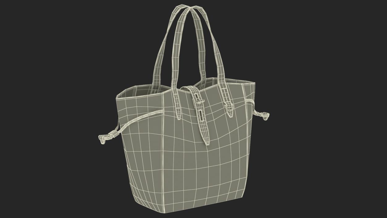 3D model Leather Shopper Tote Bag Beige