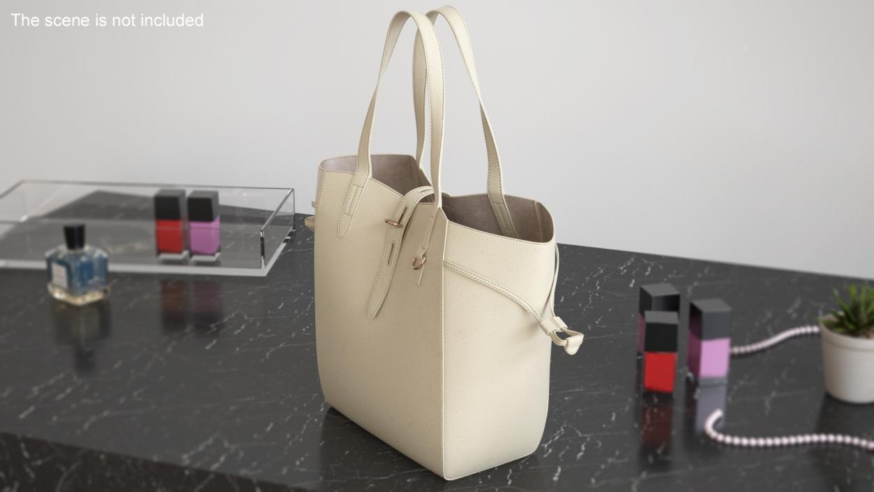 3D model Leather Shopper Tote Bag Beige