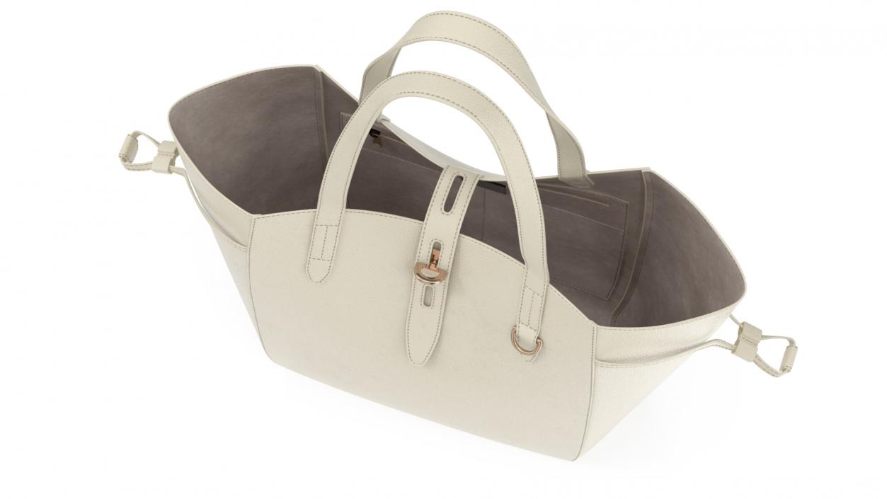 3D model Leather Shopper Tote Bag Beige