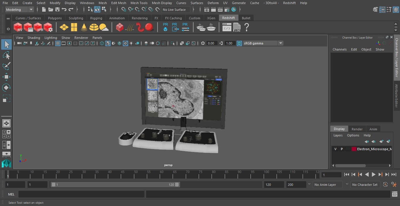 3D Electron Microscope Monitor With Control Panel