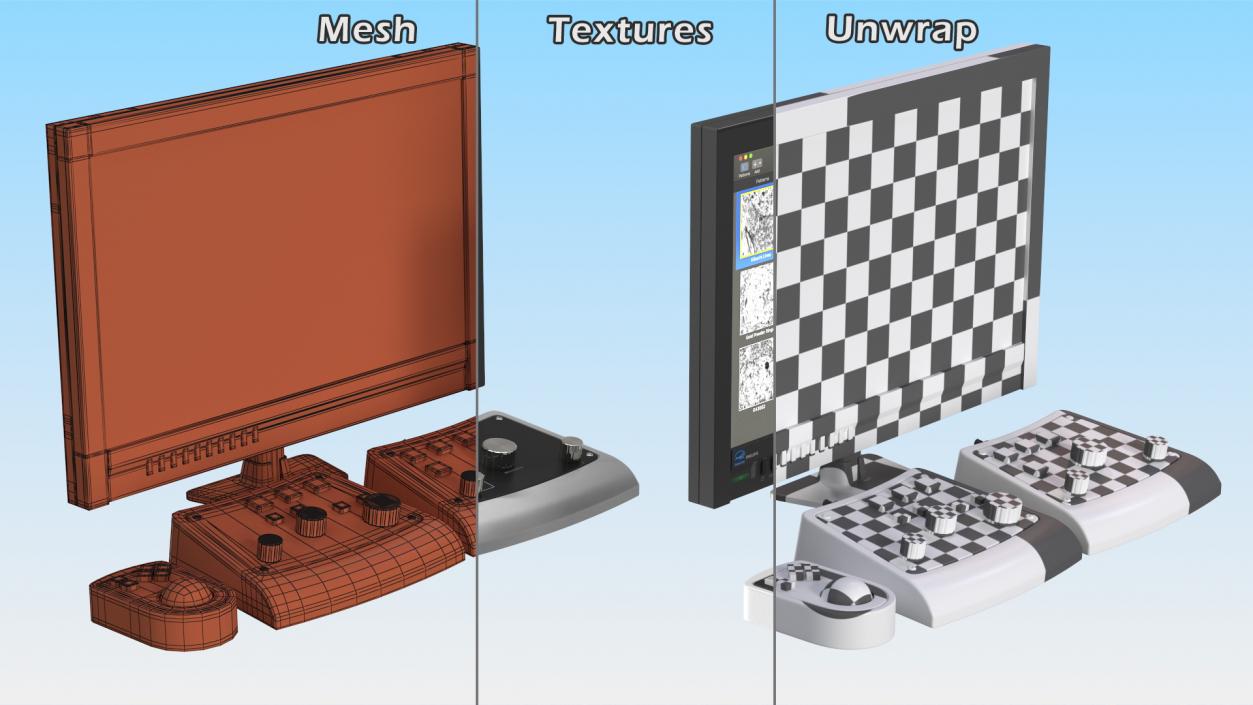 3D Electron Microscope Monitor With Control Panel