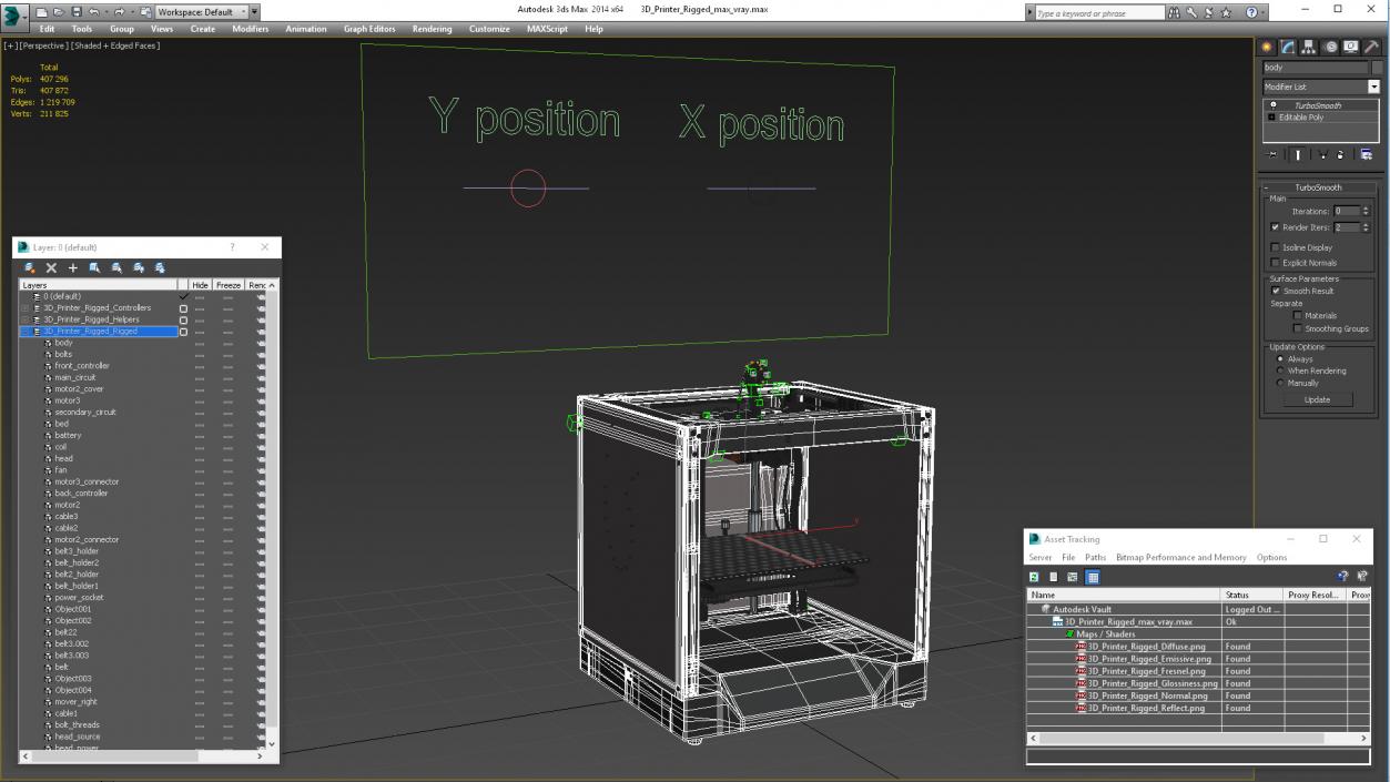 Printer Rigged 3D model