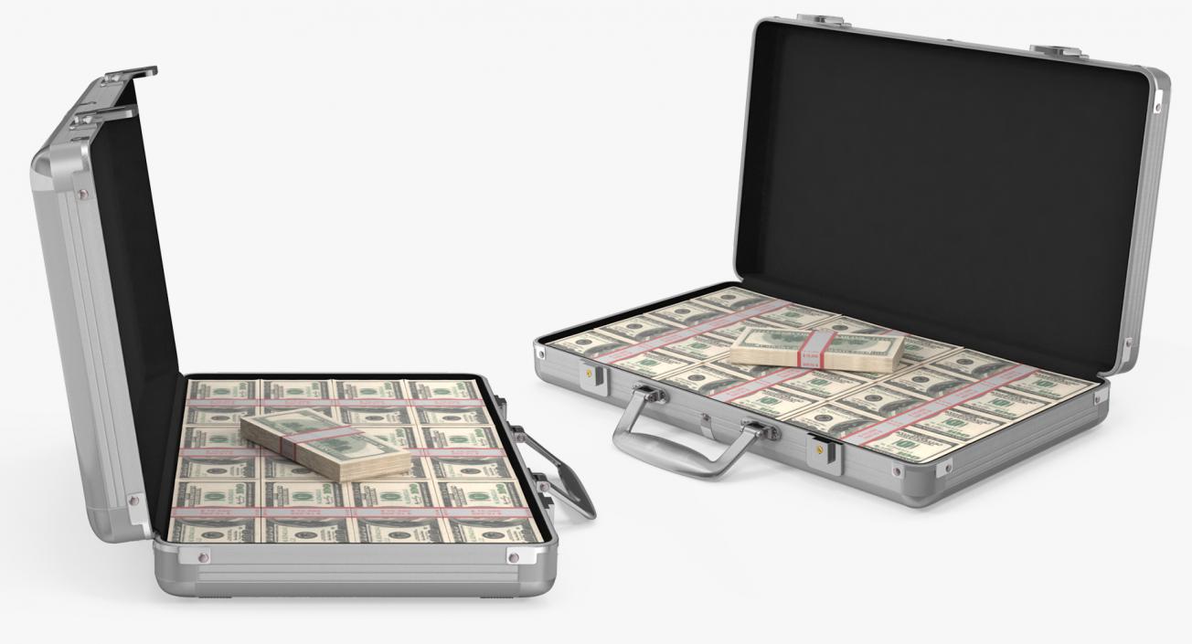 Aluminum Case Full Of Money 3D