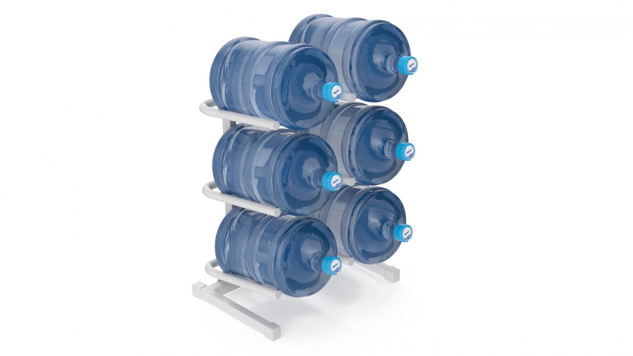 3D Water Bottle Holder with 6 Trays White model