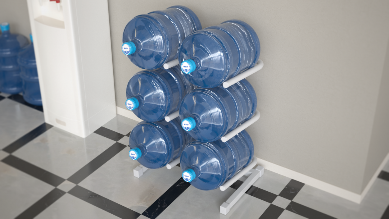 3D Water Bottle Holder with 6 Trays White model