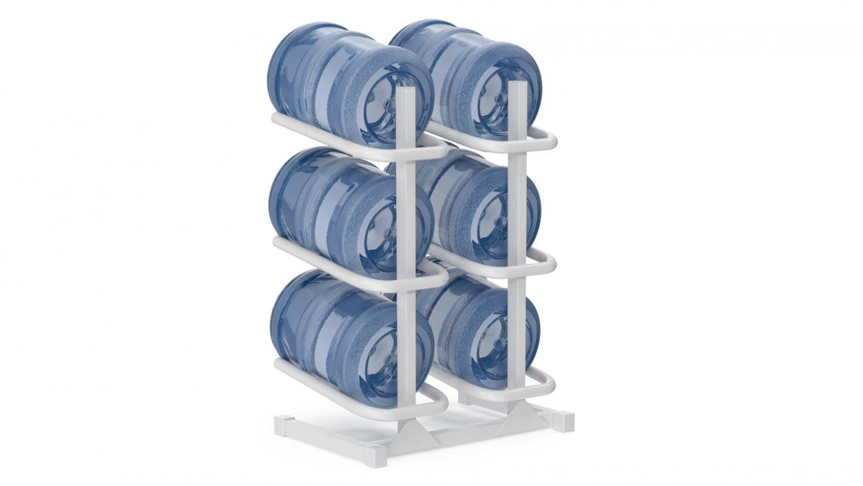 3D Water Bottle Holder with 6 Trays White model