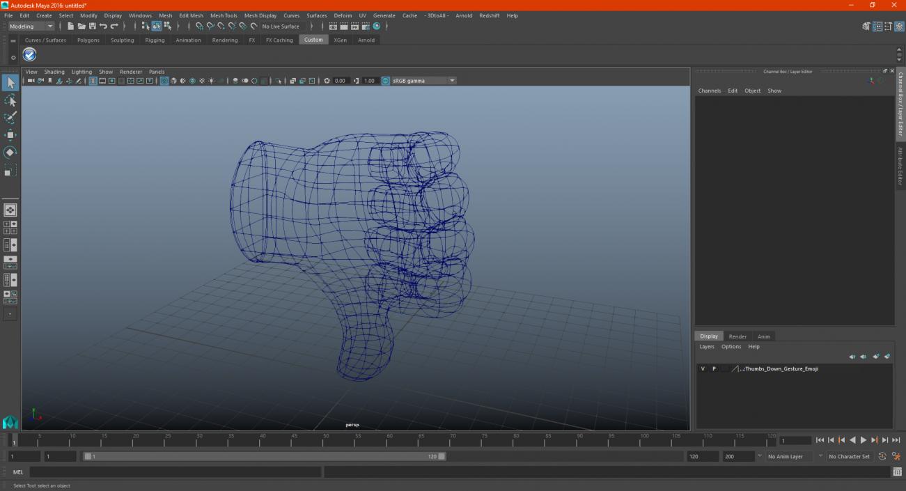 3D model Thumbs Down Gesture Emoji