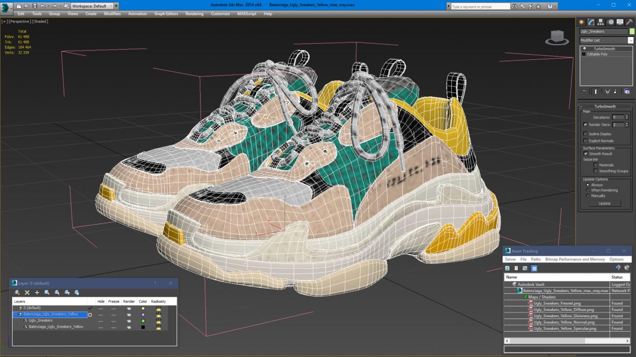 3D Balenciaga Sneakers Yellow