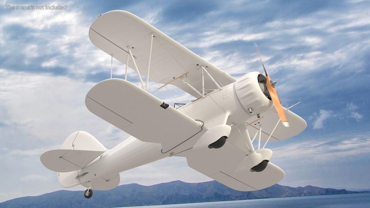 Coastal Biplane YMF-5 White Rigged 3D model