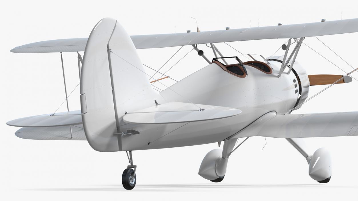 Coastal Biplane YMF-5 White Rigged 3D model