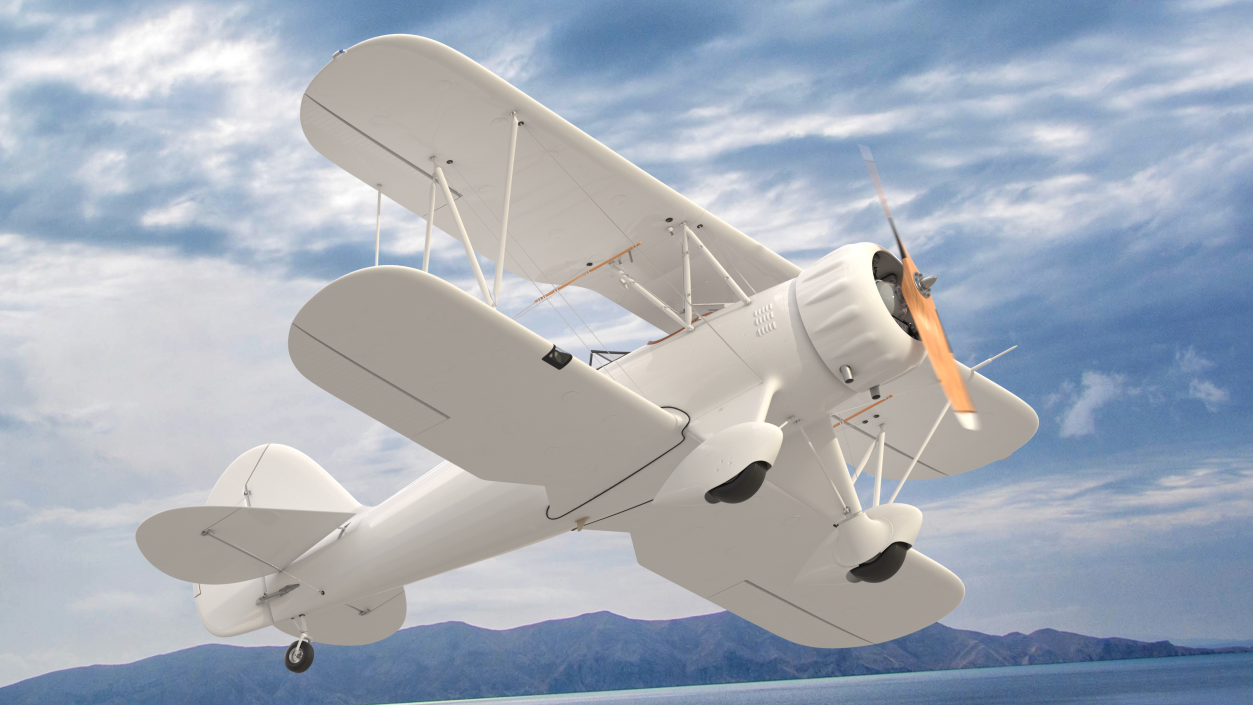 Coastal Biplane YMF-5 White Rigged 3D model