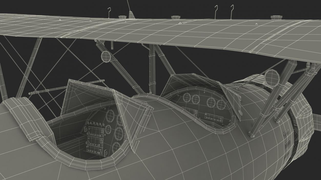 Coastal Biplane YMF-5 White Rigged 3D model