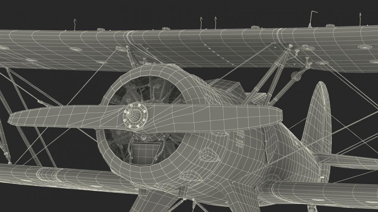 Coastal Biplane YMF-5 White Rigged 3D model