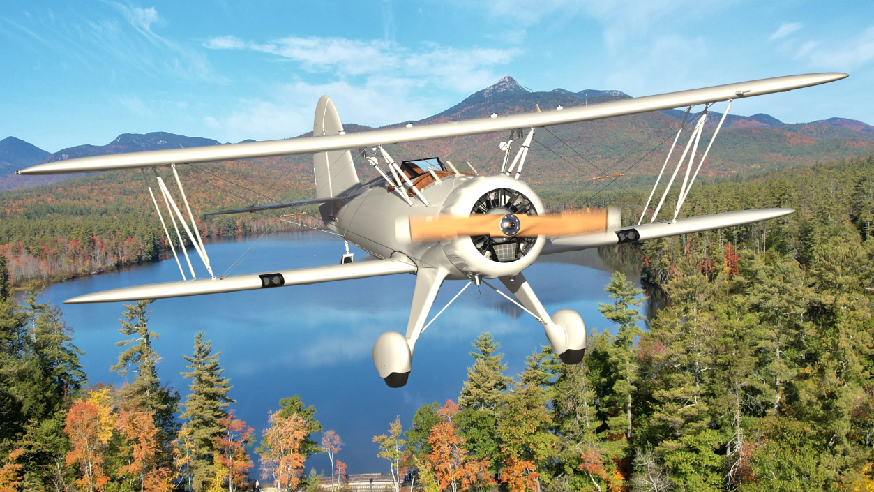 Coastal Biplane YMF-5 White Rigged 3D model