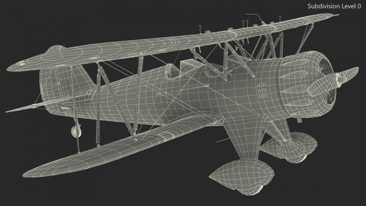 Coastal Biplane YMF-5 White Rigged 3D model