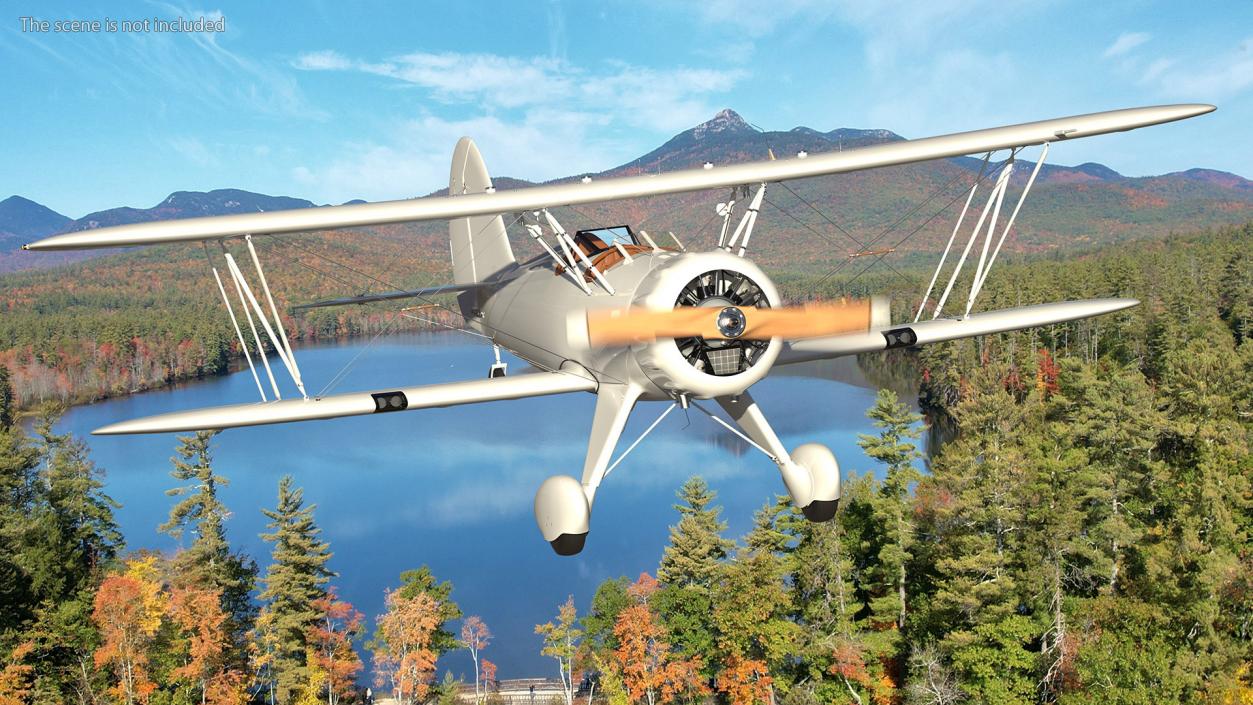 Coastal Biplane YMF-5 White Rigged 3D model