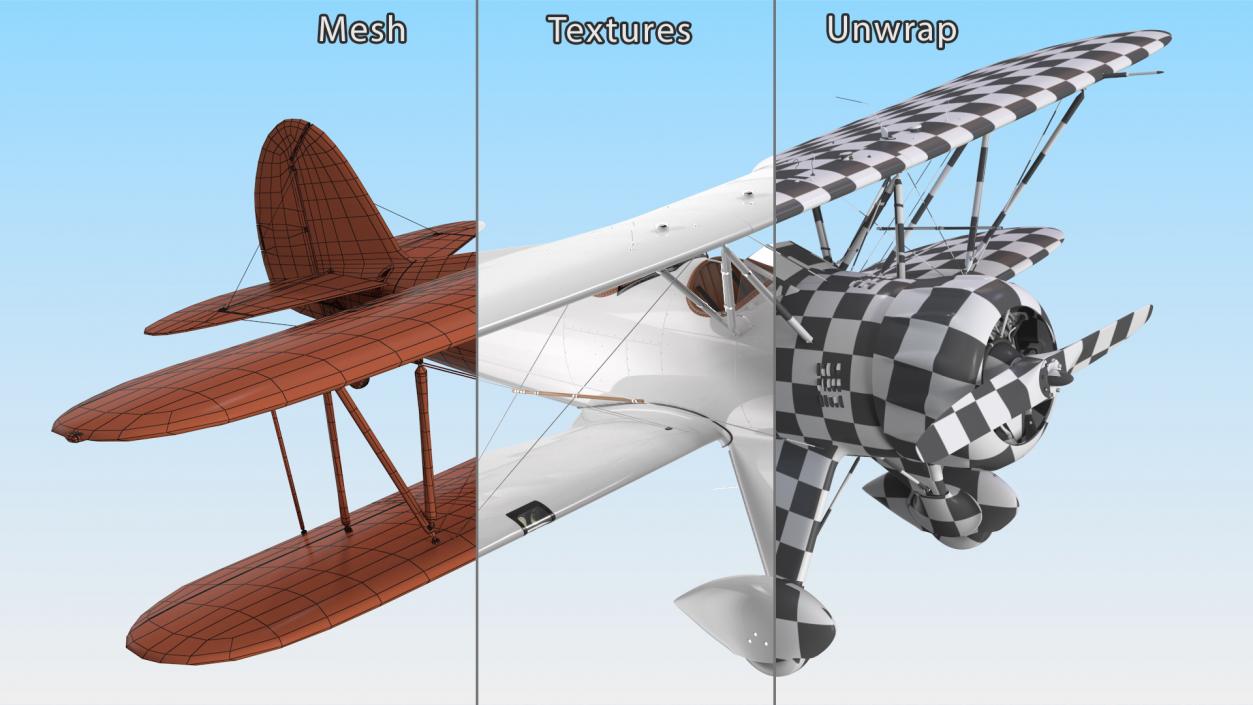 Coastal Biplane YMF-5 White Rigged 3D model