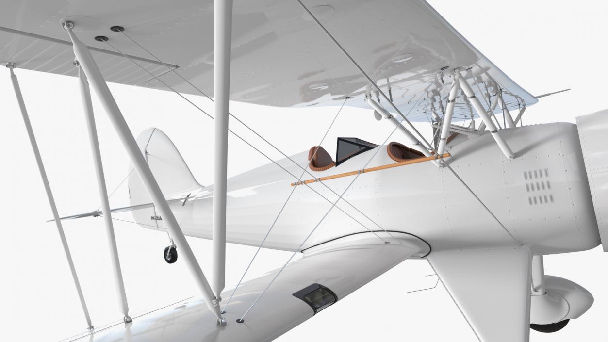 Coastal Biplane YMF-5 White Rigged 3D model