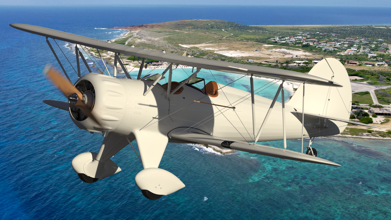 Coastal Biplane YMF-5 White Rigged 3D model