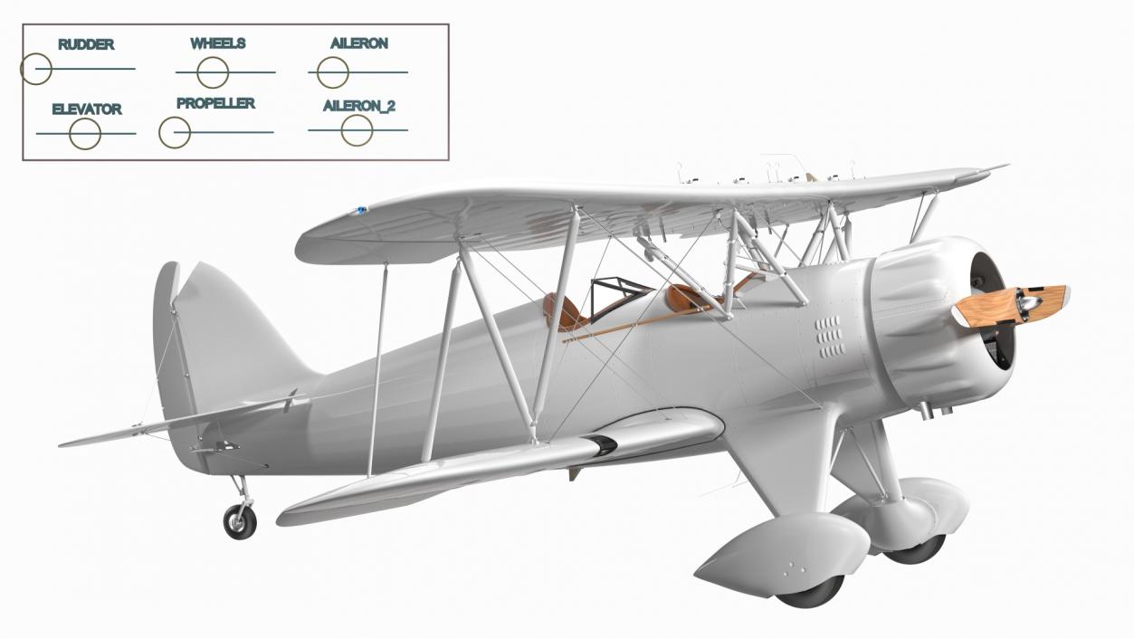 Coastal Biplane YMF-5 White Rigged 3D model