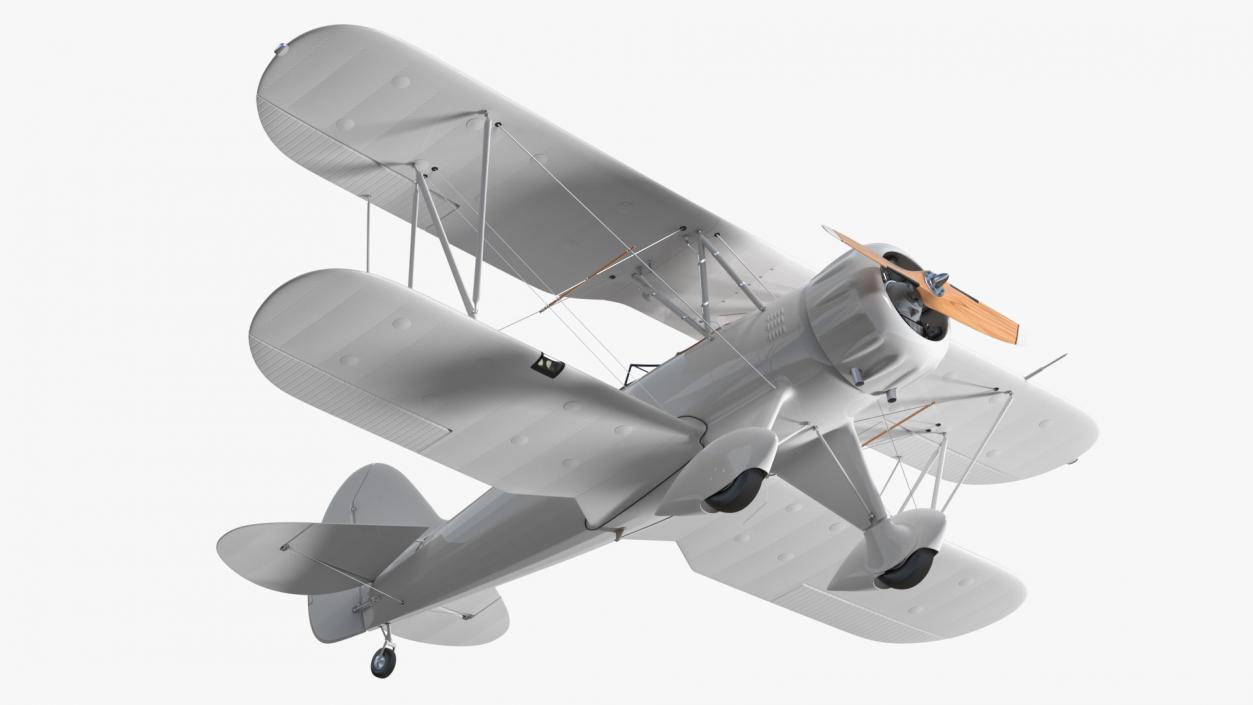 Coastal Biplane YMF-5 White Rigged 3D model