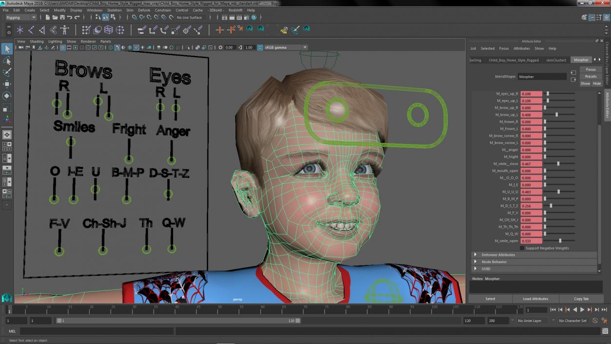 3D Child Boy Home Style Rigged for Maya