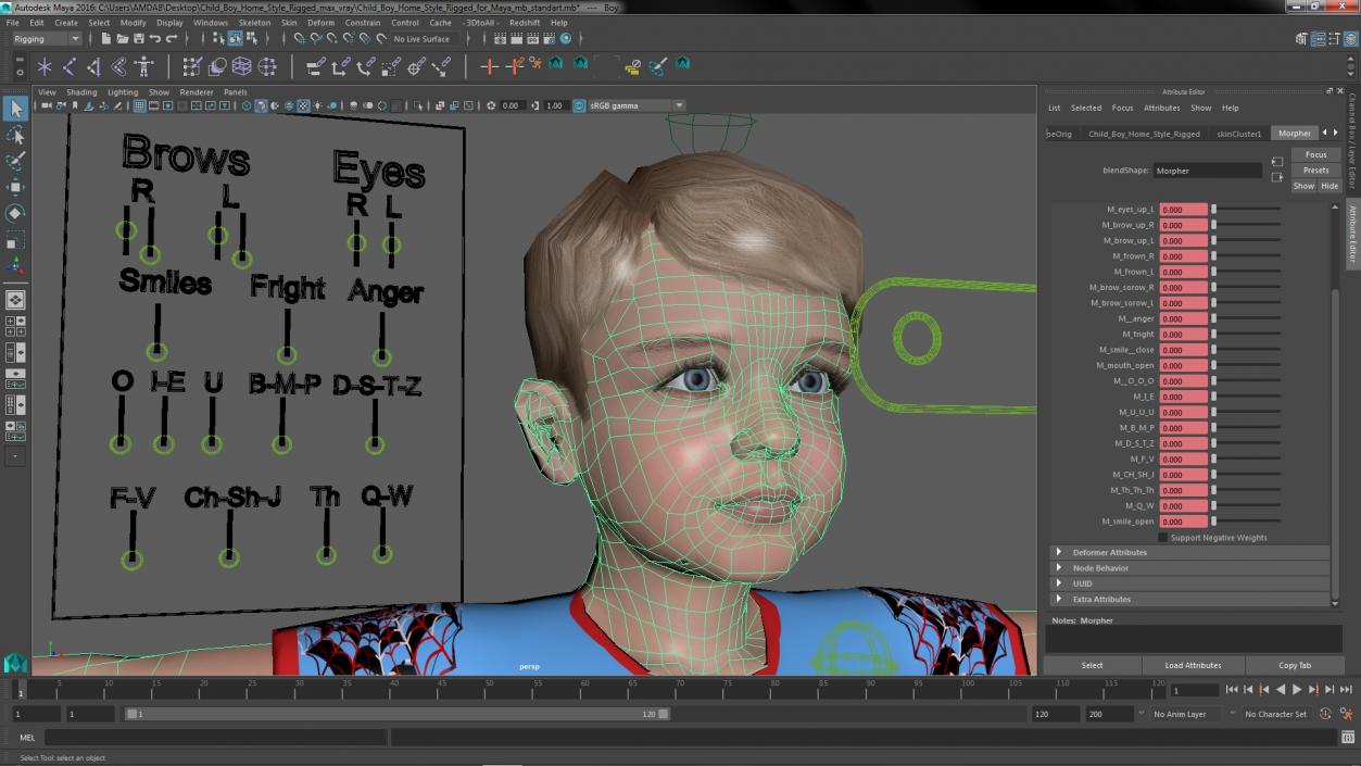 3D Child Boy Home Style Rigged for Maya