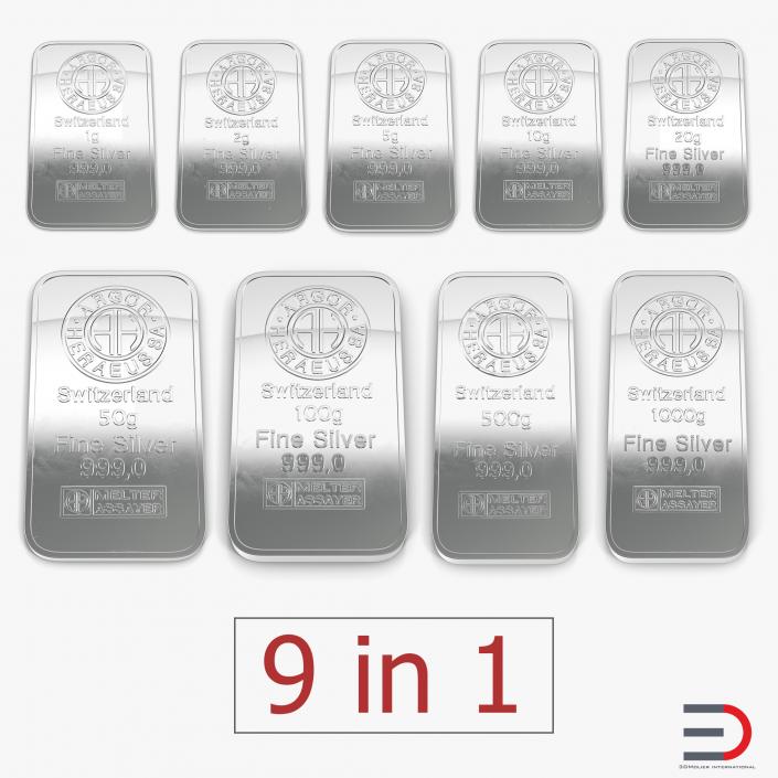 Silver Bars Collection 3D