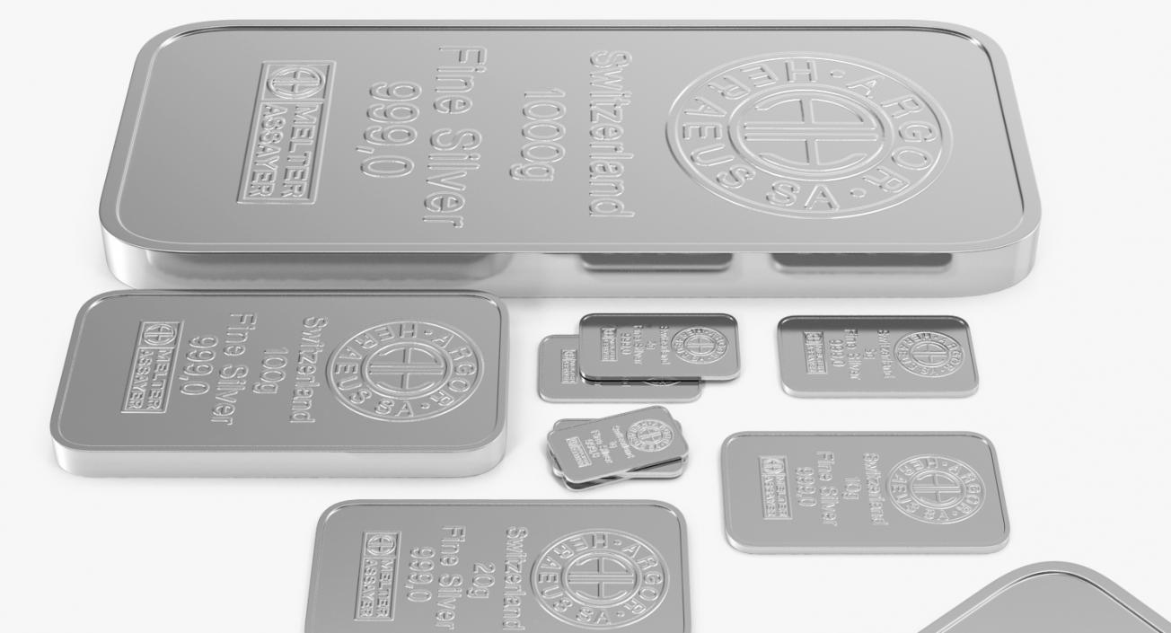 Silver Bars Collection 3D