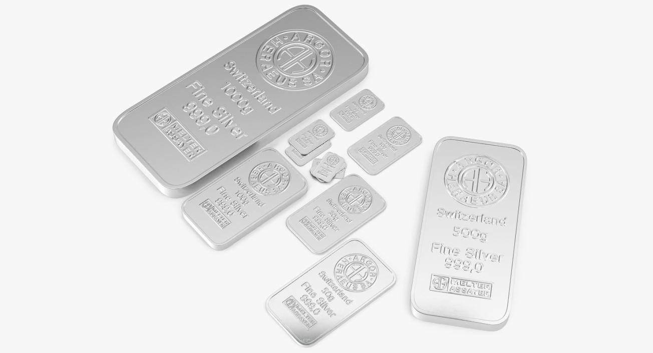 Silver Bars Collection 3D