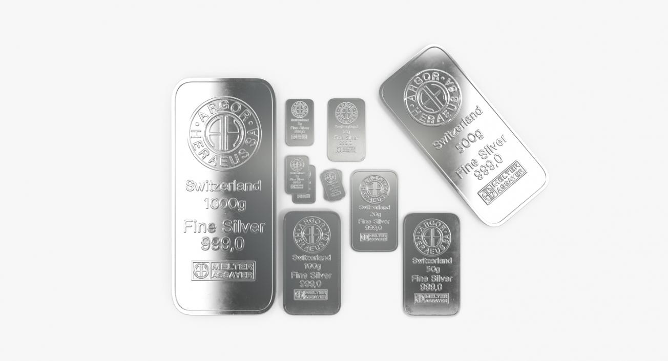 Silver Bars Collection 3D