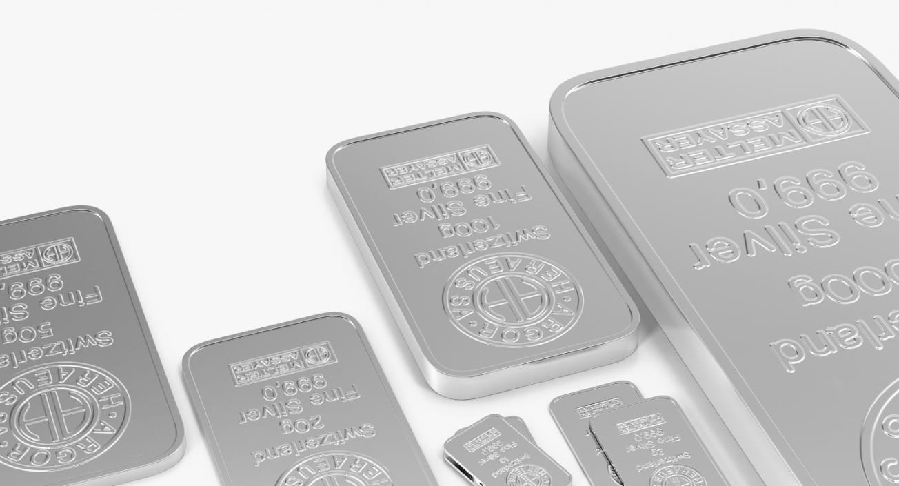 Silver Bars Collection 3D