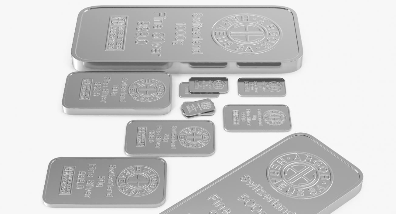 Silver Bars Collection 3D