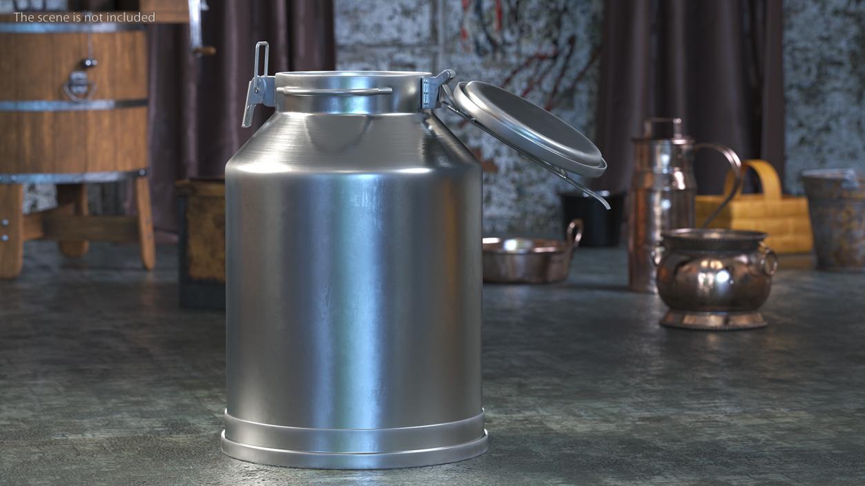 3D Aluminum Milk Bucket Can Full New model