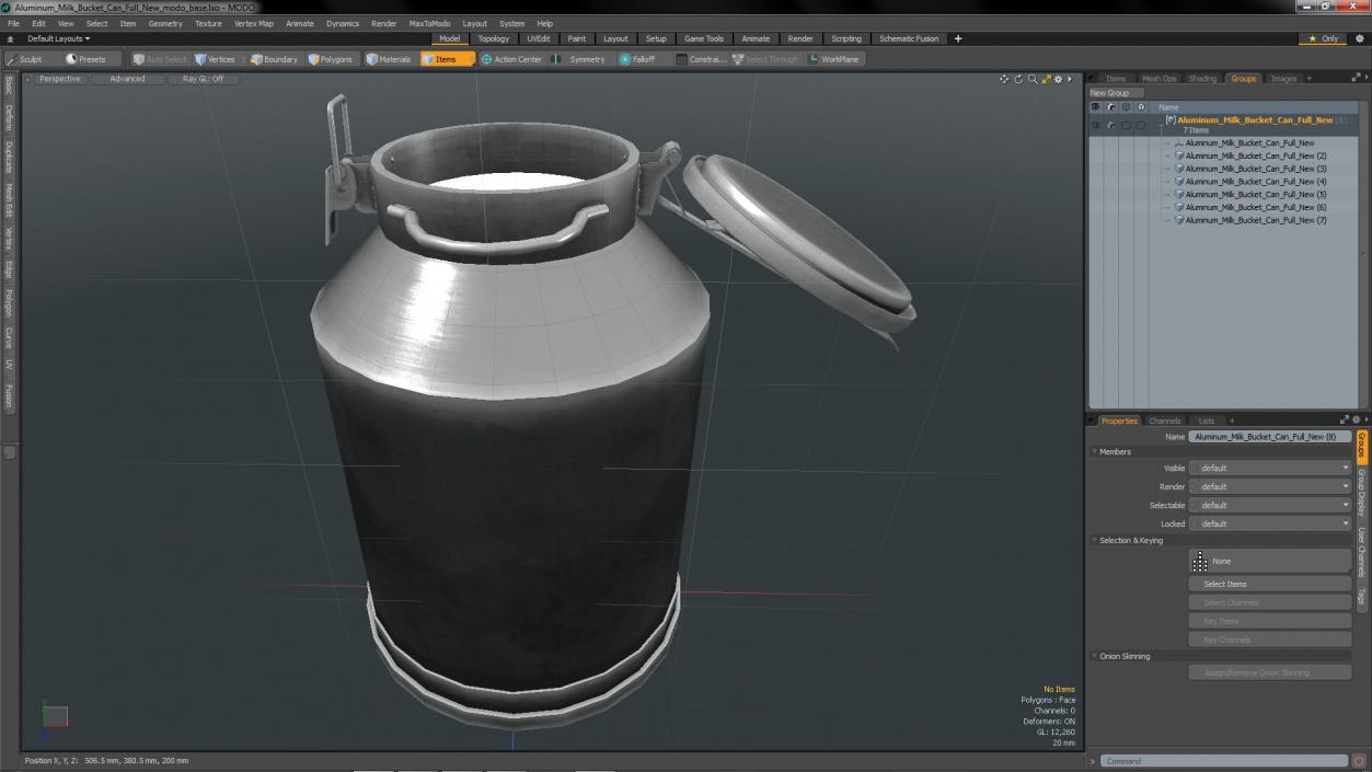 3D Aluminum Milk Bucket Can Full New model