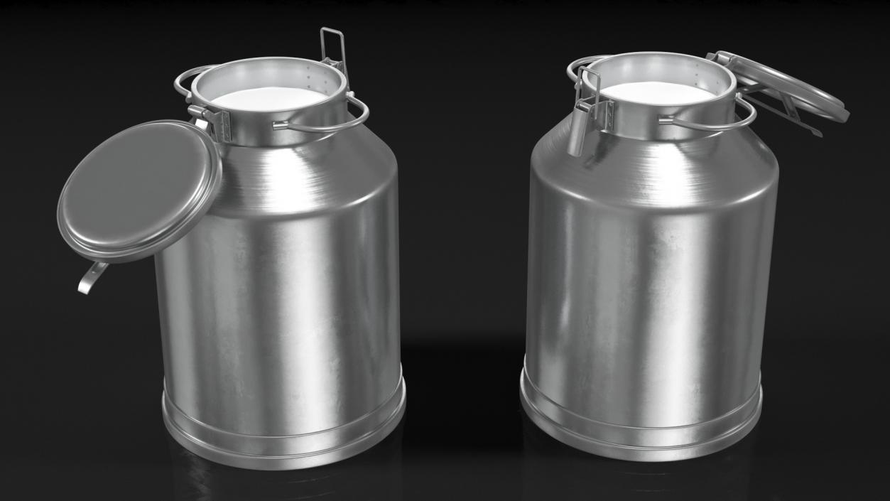 3D Aluminum Milk Bucket Can Full New model