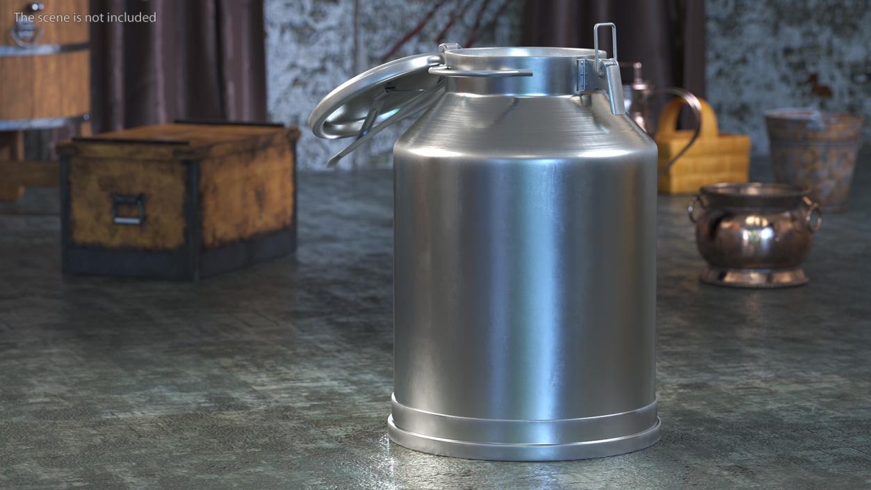 3D Aluminum Milk Bucket Can Full New model